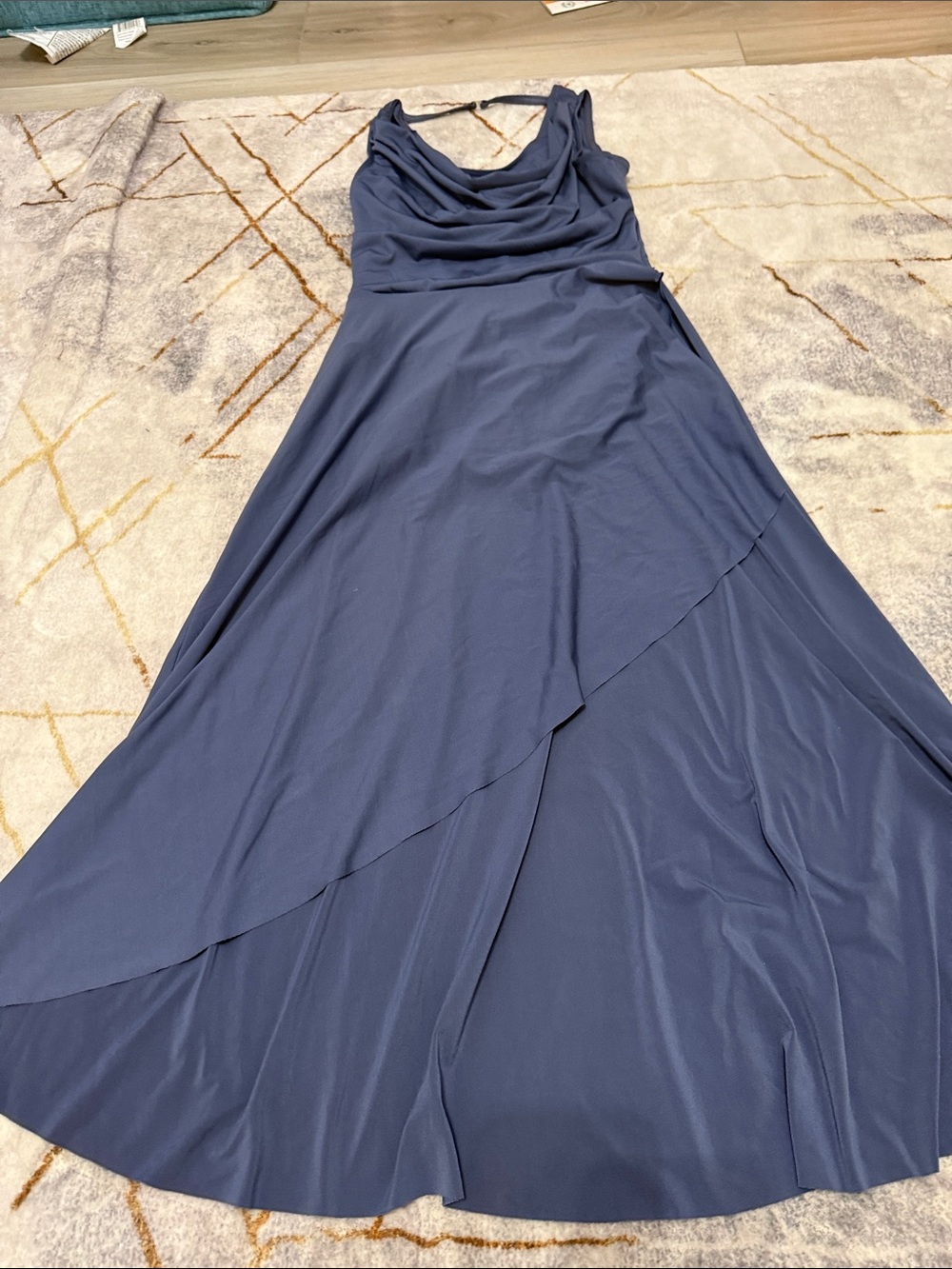 Weissman Navy Blue Cowl Neck Maxi Dress